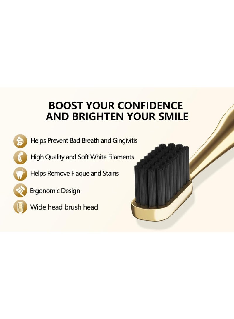 Gold Color Toothbrush, Soft Charcoal Toothbrush, Home Hospitality Travel Toothbrushes, Luxury Plated Gold Color Manual Toothbrushes, Small Head Toothbrushes, Deep Cleaning, for Adults - Image 5