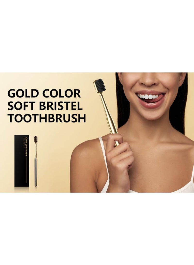 Gold Color Toothbrush, Soft Charcoal Toothbrush, Home Hospitality Travel Toothbrushes, Luxury Plated Gold Color Manual Toothbrushes, Small Head Toothbrushes, Deep Cleaning, for Adults - Image 4