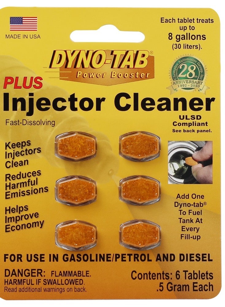 Dyno-Tab DYNO TAB Injector Cleaner 45446 – Improves Fuel Economy, Power & Performance | Reduces Emissions & Carbon Build-Up | Removes Water & Prevents Fuel Degradation – 6 Tablets Card (1 Tablet Treats 30L) - Image 1