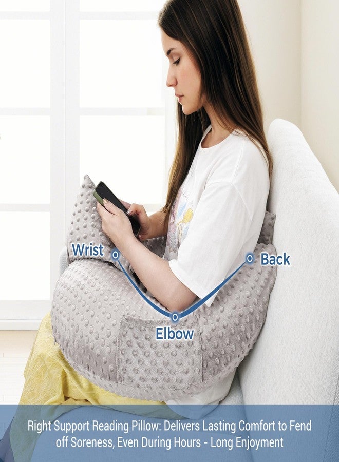 COOLBEBE Reading Pillow for Gaming, Arm Rest Support Pillow, U-Shaped Lap Pillow for Bed & Sofa, Compact Gaming Pillow with Tablet Support for Reading, Crocheting (Grey) - Image 3