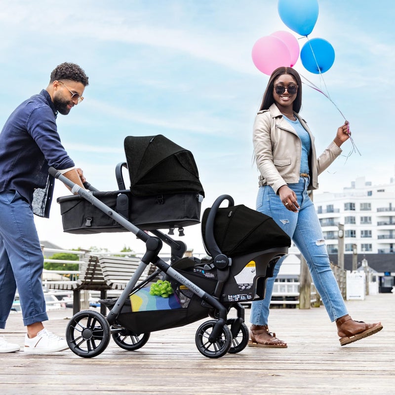 Evenflo Pivot Xpand Modular Travel System with LiteMax Infant Car Seat - Ayrshire Black - Image 2