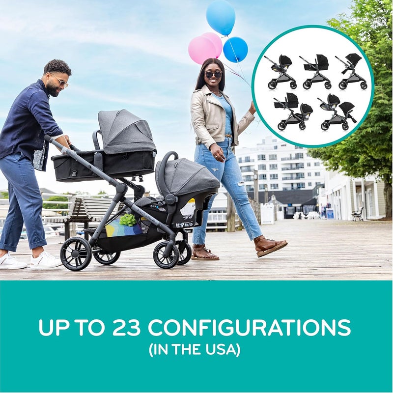 Evenflo Pivot Xpand Modular Travel System with LiteMax Infant Car Seat - Ayrshire Black - Image 4