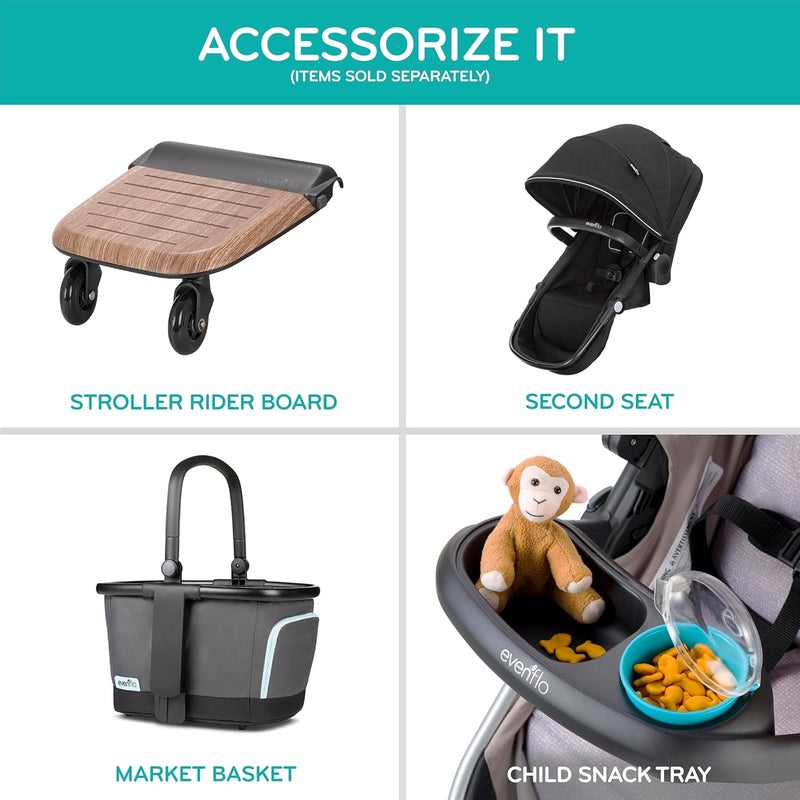 Evenflo Pivot Xpand Modular Travel System with LiteMax Infant Car Seat - Ayrshire Black - Image 5