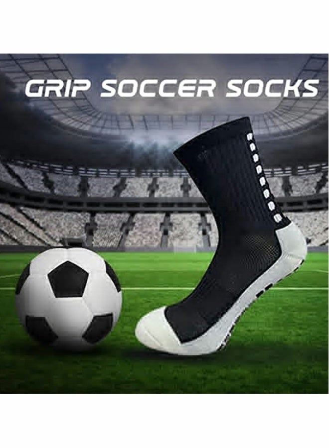 Generic 4 Pcs Unisex Non Slip Sport Soccer Socks, Breathable Comfortable Athletic Football Basketball Hockey Sports Grip Socks with Rubber Dots for Men and Women (Black) - Image 2