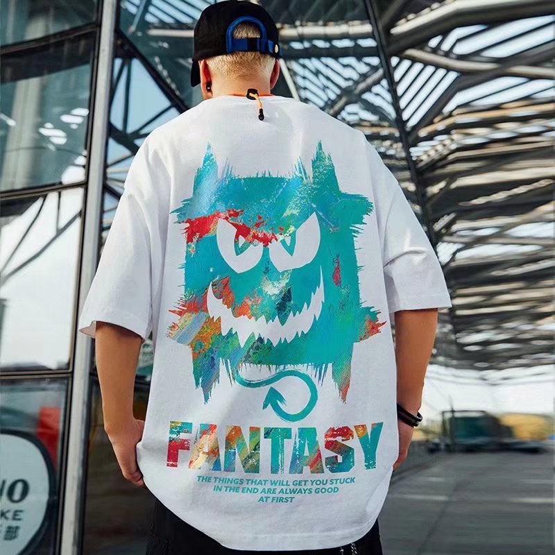 Summer Trendy Brand T-Shirt Short-Sleeved Men'S Style Hip-Hop Personalized Printed Half-Sleeved Loose Large Size Oversize T-Shirt - Image 4