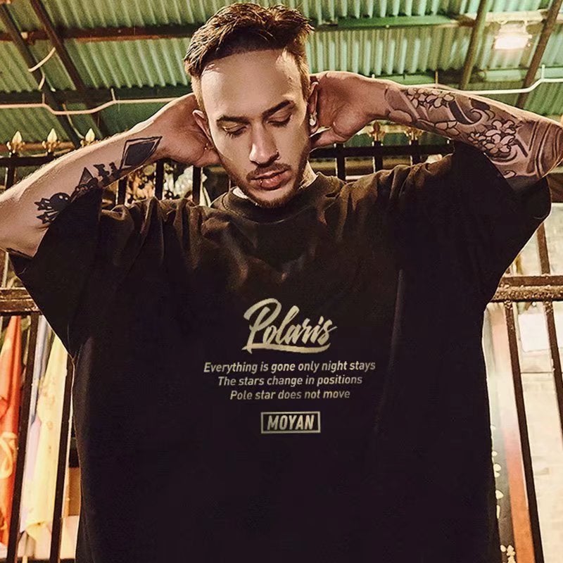 Summer Trendy Brand T-Shirt Short-Sleeved Men'S Style Hip-Hop Personalized Printed Half-Sleeved Loose Large Size Oversize T-Shirt - Image 3
