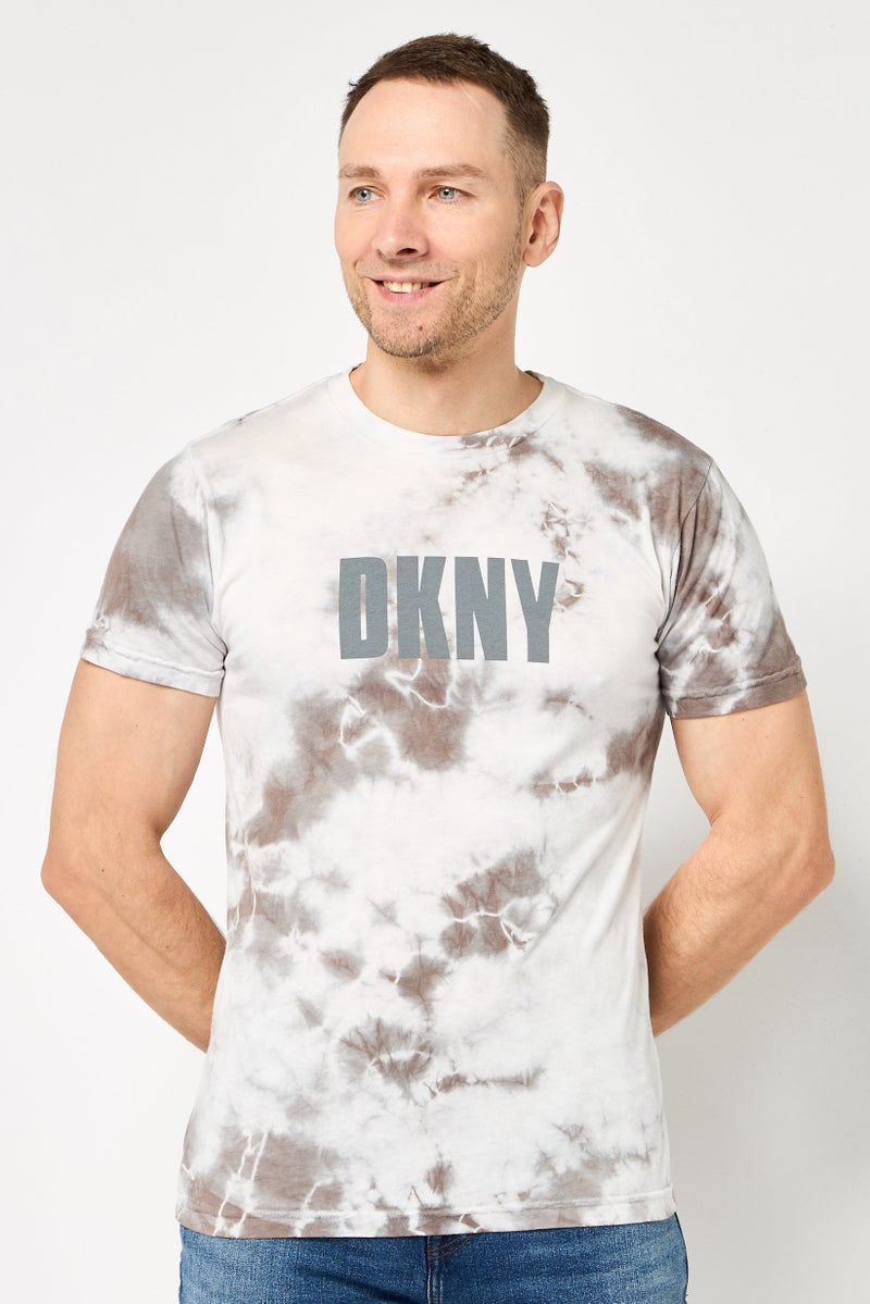 DKNY Men Crew Neck Short Sleeve Tie Dye T-Shirt, Multicolor - Image 1