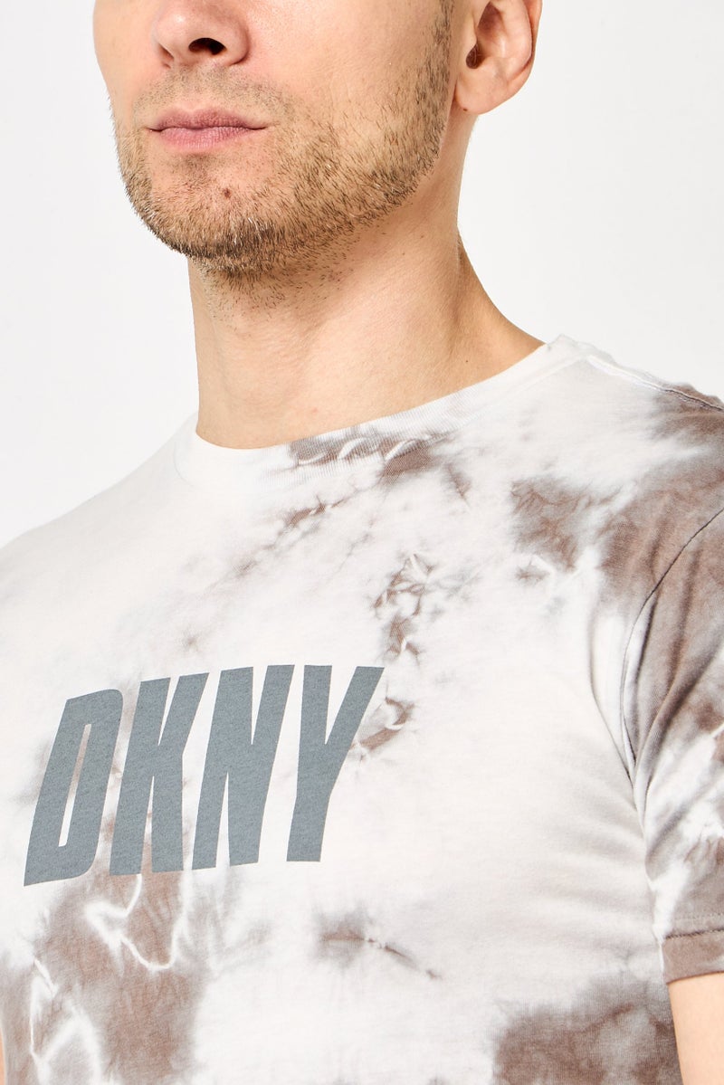 DKNY Men Crew Neck Short Sleeve Tie Dye T-Shirt, Multicolor - Image 3