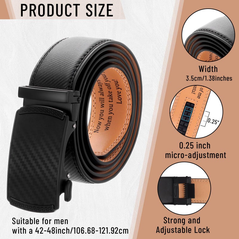 Bunnycool Engraved Mens Ratchet Belt Leather Slide Personalized Belt for Men with Buckle for Husband Birthday Valentine Gift(42-48inch,Classic Style,Black Brown) - Image 2