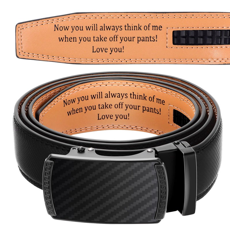 Bunnycool Engraved Mens Ratchet Belt Leather Slide Personalized Belt for Men with Buckle for Husband Birthday Valentine Gift(42-48inch,Classic Style,Black Brown) - Image 1