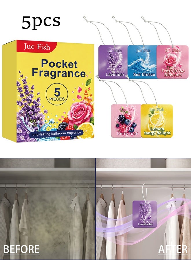 JUE FISH 5-Packs Power Pocket Air Freshener- Bathroom and Toilet Lasts up to 30 Days Assorted , Multicolour - Image 1