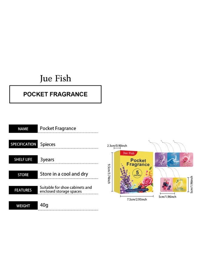 JUE FISH 5-Packs Power Pocket Air Freshener- Bathroom and Toilet Lasts up to 30 Days Assorted , Multicolour - Image 2