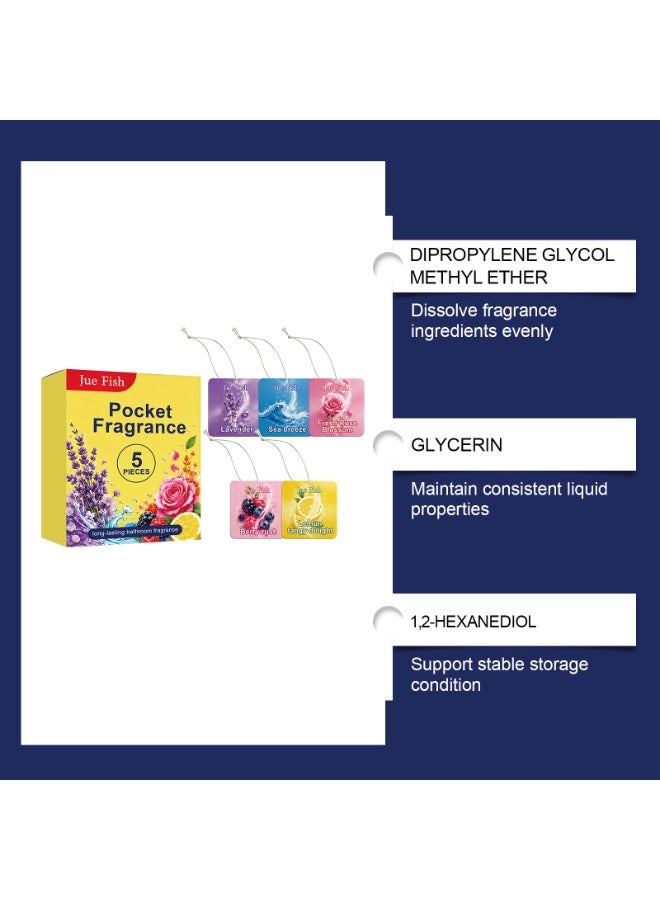 JUE FISH 5-Packs Power Pocket Air Freshener- Bathroom and Toilet Lasts up to 30 Days Assorted , Multicolour - Image 4