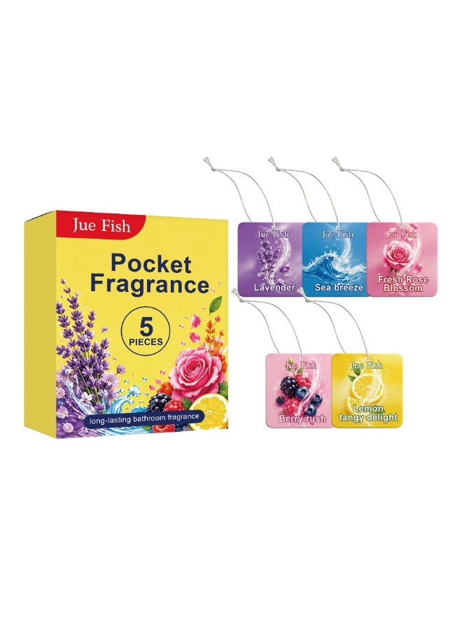 JUE FISH 5-Packs Power Pocket Air Freshener- Bathroom and Toilet Lasts up to 30 Days Assorted , Multicolour - Image 3
