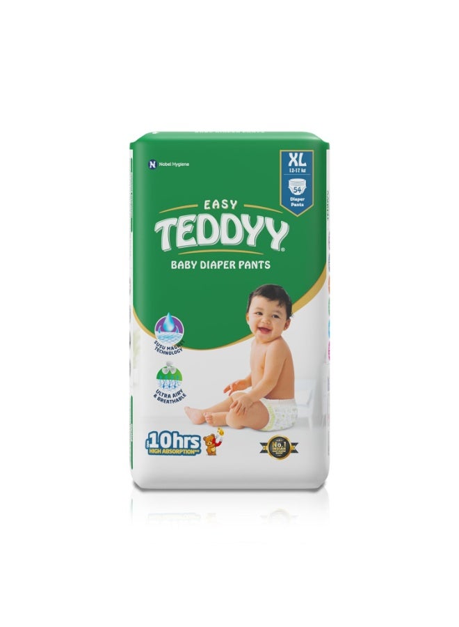 TEDDYY Easy Baby XL Size Diaper Pant Style | 108 Count (54 Count x 2 Packs) (Extra Large) | 12–17 kg | Long Protection Hours | Anti-Bacterial | Airy Breathable Fit | Rapid Soaker Channels & Wetness Indicator - Image 1