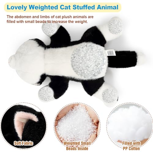 Ditucu Weighted Black Cat Stuffed Animal 06 lbs Cute Realistic Kitten Plush Toys 118 inch Soft Plushies Gifts for Kids - Image 5