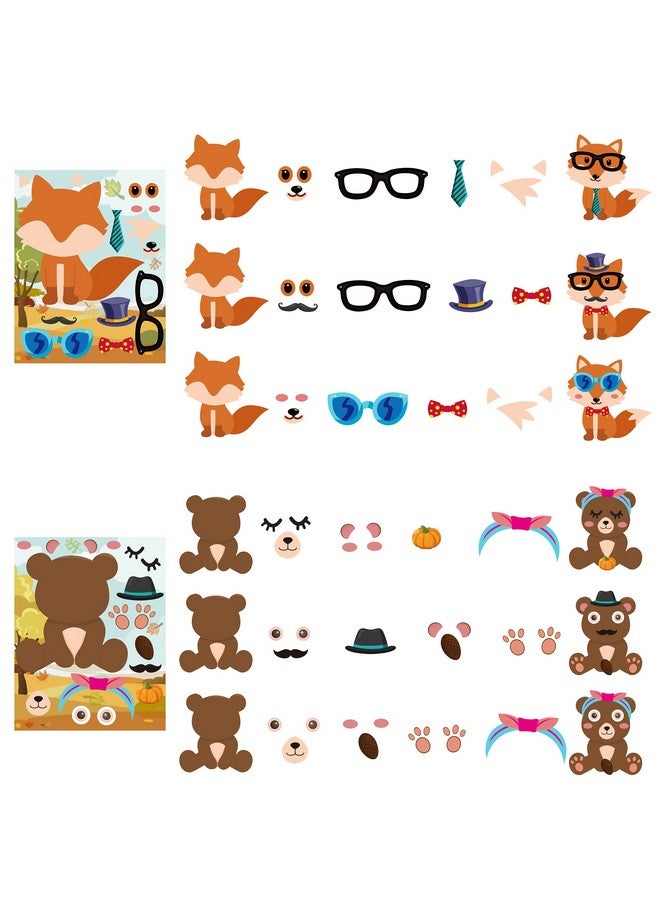 MALLMALL6 45Pcs Woodland Animals Make A Face Sticker 9 Kinds Diy Your Own Forest Stickers Autumn Dress Up Art Craft Happy Fall Mixed And Matched Party Favor Game And Birthday Decoration For Kid - Image 5