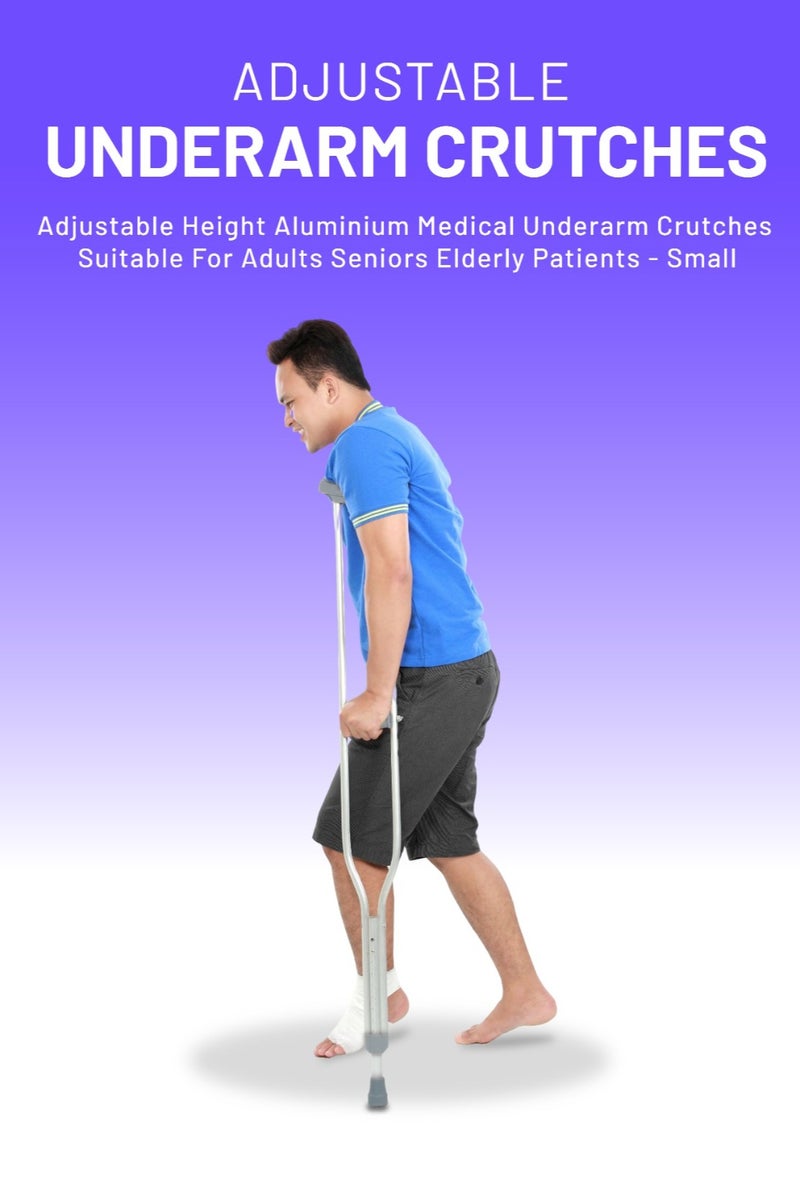 AID PLUS عكازات طبية من الألمنيوم قابلة للتعديل للارتفاع مناسبة للبالغين وكبار السن والمرضى - صغيرة (عبوة من 2) - Image 5