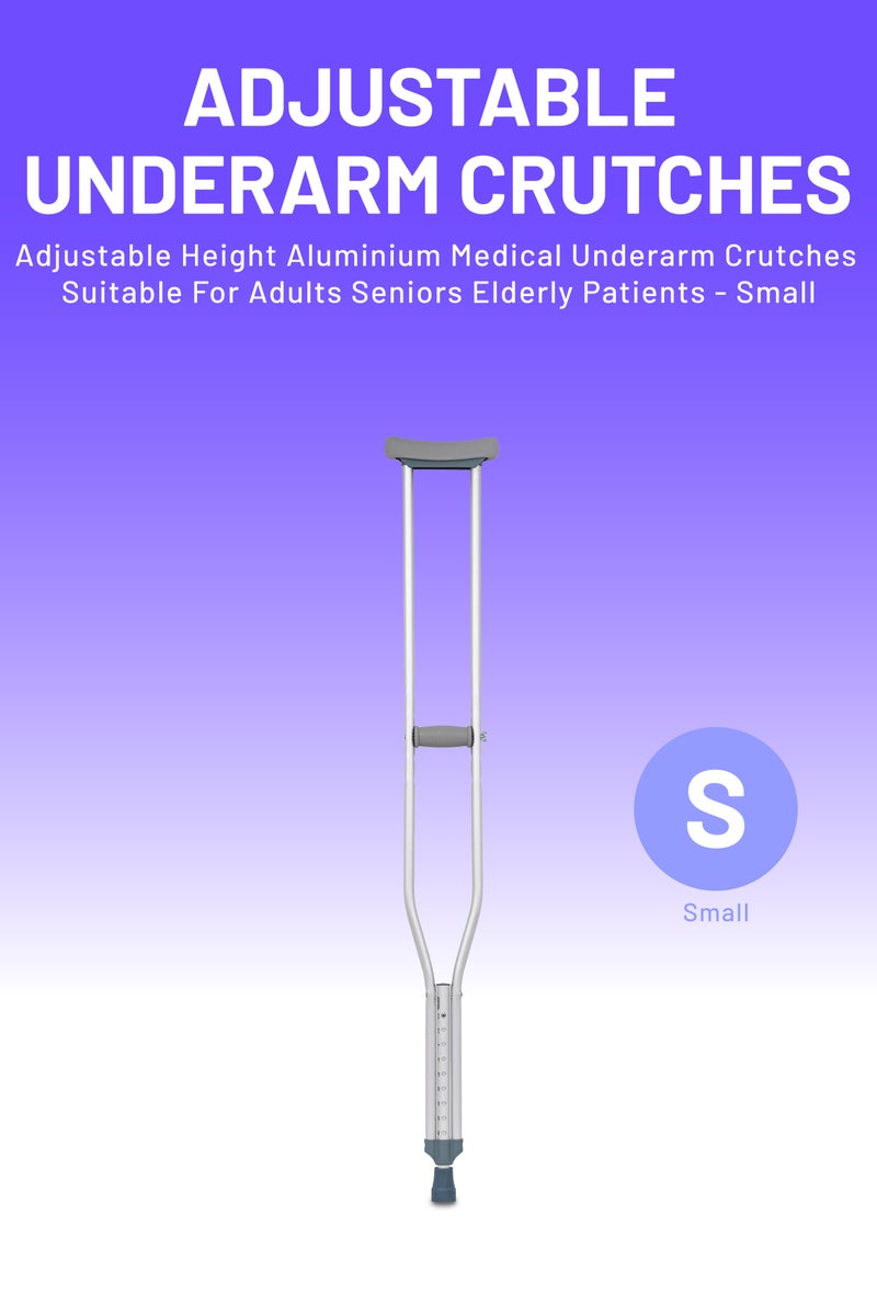 AID PLUS عكازات طبية من الألمنيوم قابلة للتعديل للارتفاع مناسبة للبالغين وكبار السن والمرضى - صغيرة (عبوة من 2) - Image 3