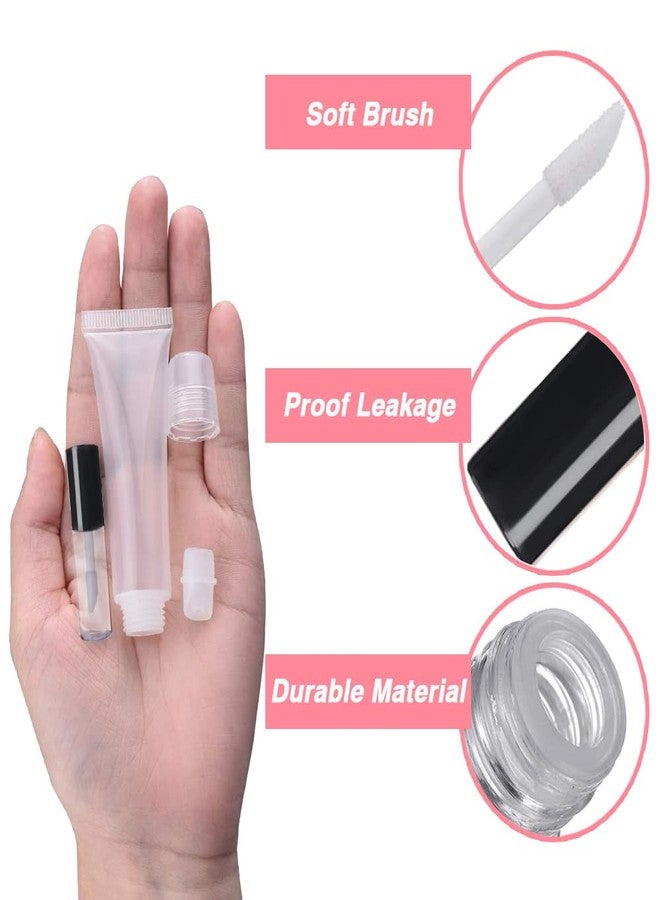 AMORIX 50PCS Mini Lip Gloss Tubes with Wand 1.2ml Empty Containers Clear Refillable Travel Lip Balm Bottles for Samples with 5ml Syringes DIY Lip Gloss Base + Tag Labels Stickers (Black) - Image 2