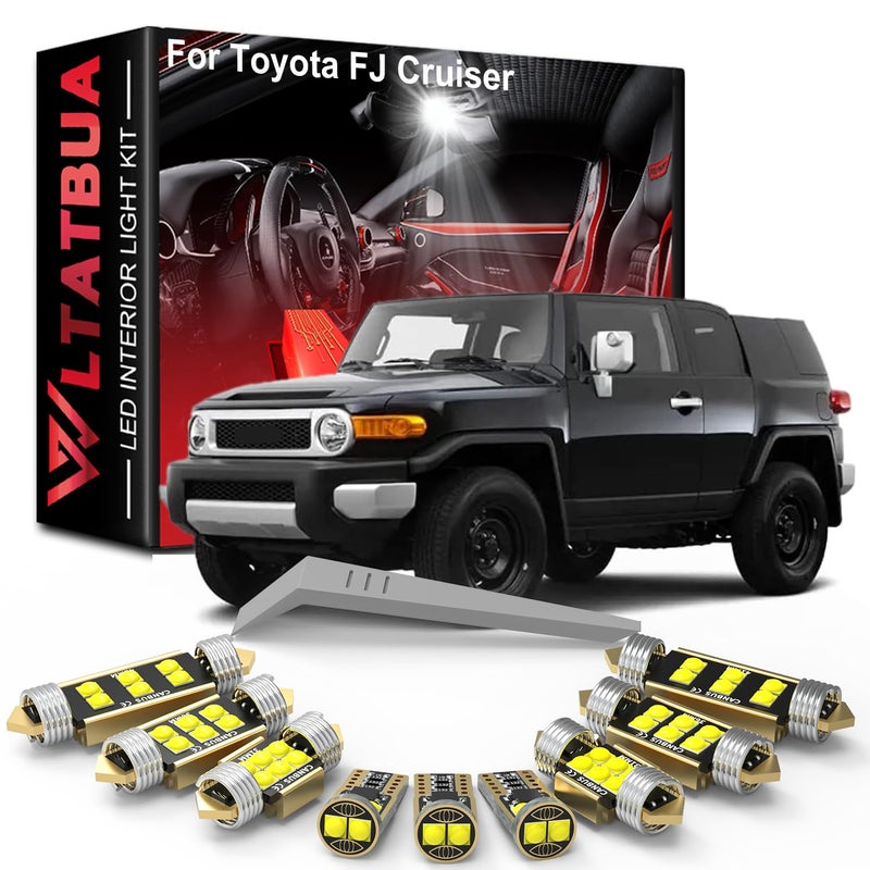 WLTATBUA LED Interior Light Kit Package Replacement for Toyota FJ Cruiser 2006 2007 2008 2009 2010 2011 2012 2013 2014 2015 Super Bright 6000K White License Plate Bulbs Install Tool