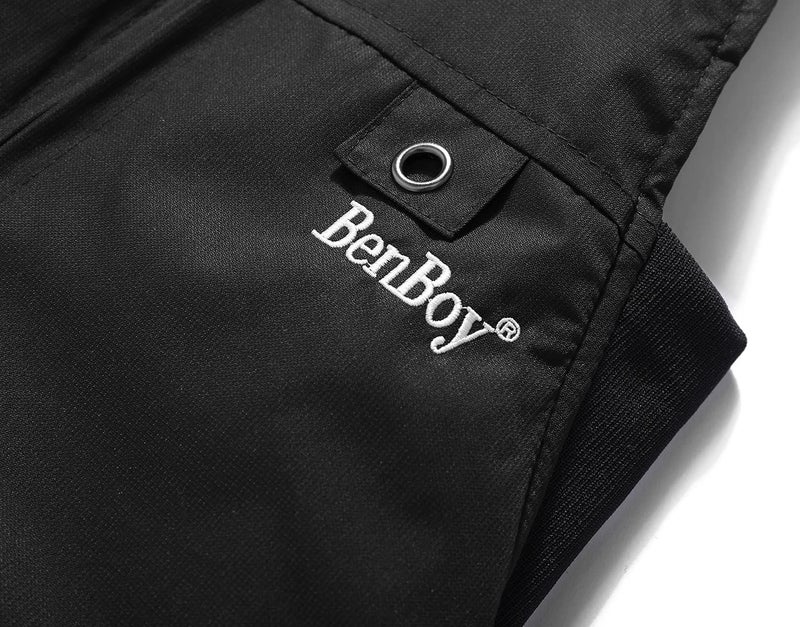 BenBoy Kids Snow Ski Bib Pants Winter Waterproof Windproof Ripstop Warm Insulated Snowboard Overalls Boys,HXK7117-Black-XL - Image 2
