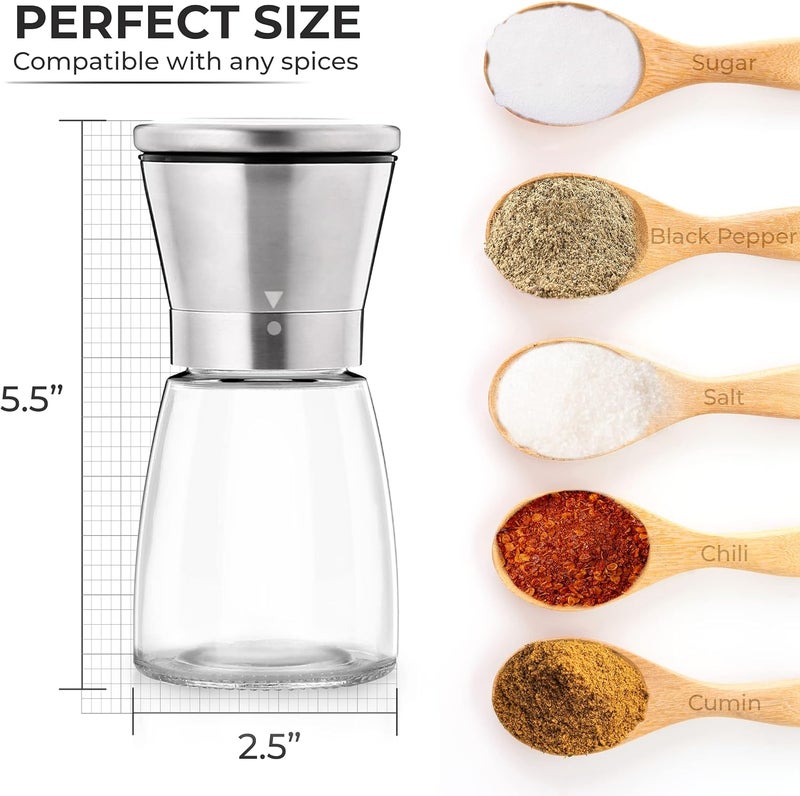 Kitchen & Go Pepper Grinder or Pepper Mill, Manual Salt Grinder Refillable with Adjustable Coarseness, Black Pepper Grinder Made of Stainless Steel, Himalayan Salt and Sea Salt Grinder - Image 2