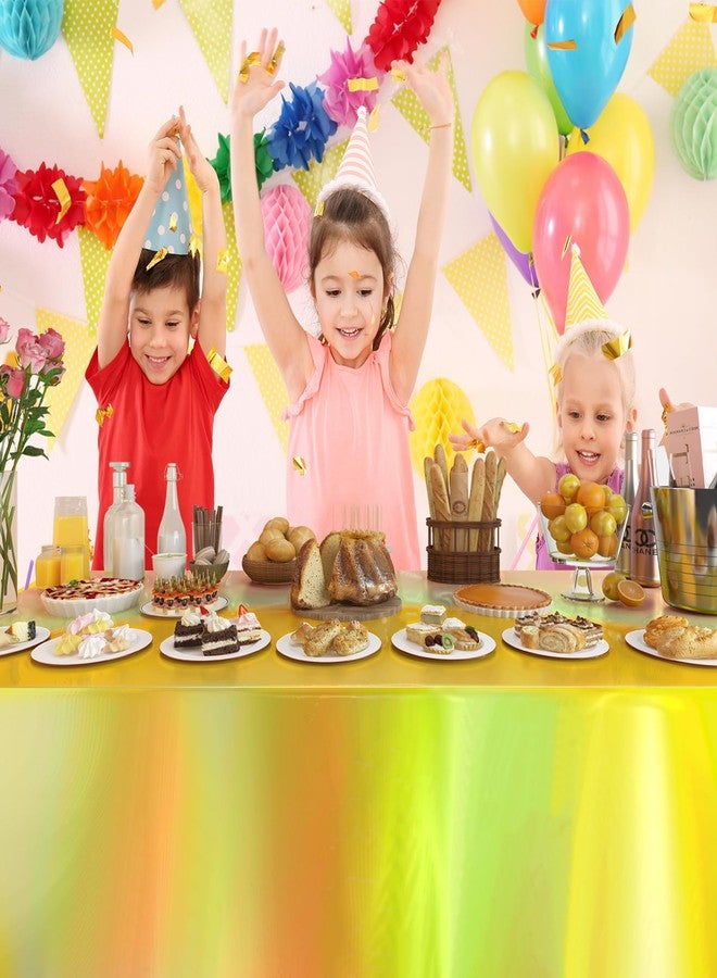 Caonysh 4 Pack Iridescent Plastic Tablecloths Disposable Table Cover Sparkly Foil Table Cloth for Rectangle Tables Party Decorations Birthday Princess Bridal Wedding Christmas Gold, 54 x 108 Inch - Image 5