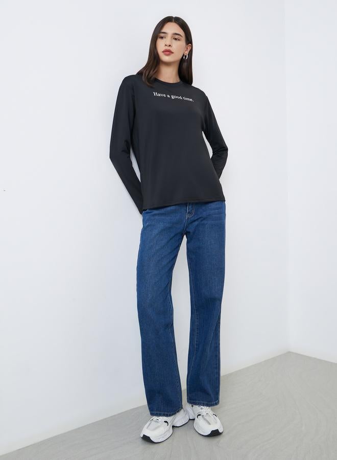 ستايلي تيشيرت واسع مطبع بكتابة - Image 2