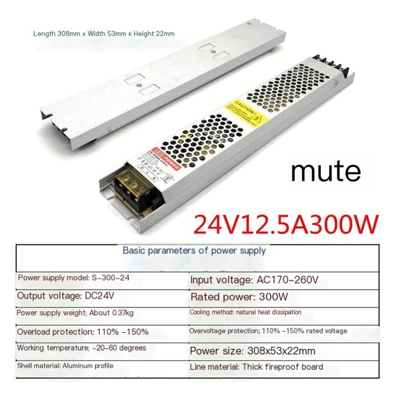 24V 300W Mute Ultra Thin LED Light Box Switching Power Supply Low Voltage Driver - Image 3