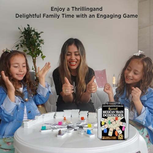 Queensell Mexican Train Dominoes Set with Wooden Hub, Domino Tile Board Games - Double 12 Dominos Set for Family Game Night for Adults and Kids Ages 8 and up (Double 12) - Image 3