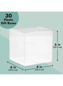 Juvale 30Pack Clear Gift Boxes 6X6X6 In Square Plastic Transparent Boxes For Cakes Wedding Baby Shower Birthday Party  - Image 3