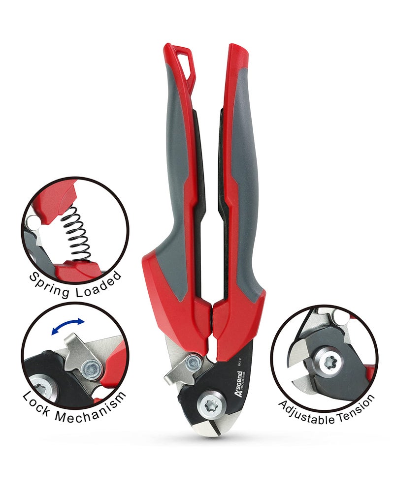 Ascend Tools 7 inch Wire Rope & Electrical Cable Cutter for Railing, Aircraft Seismic Structural Bicycle Cable | Induction Hardened Blades, No Frayed Cuts - Image 4