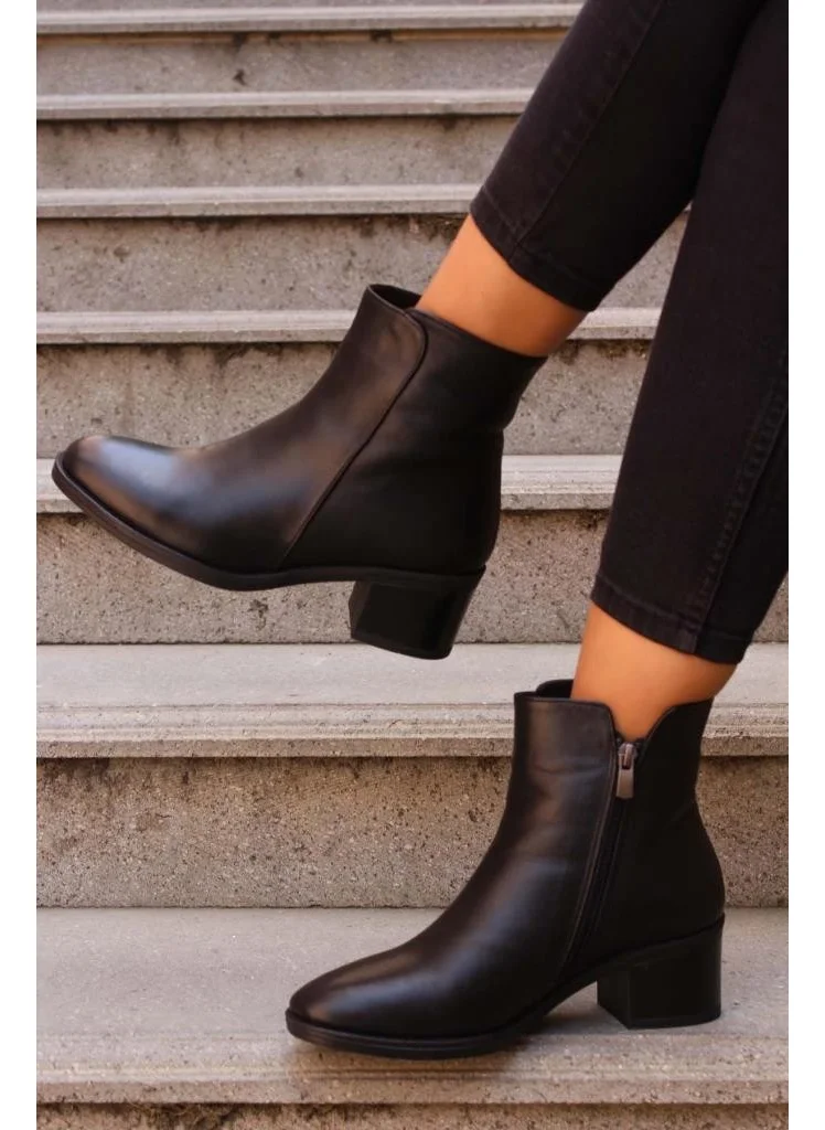 Fast Step Genuine Leather Fur Black Women's Classic Boots 757kza2655