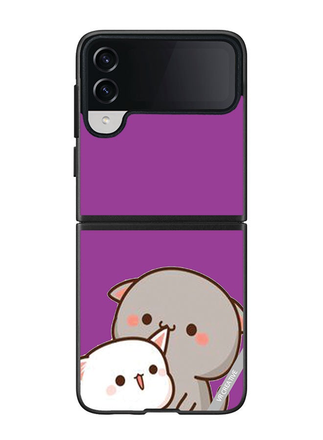 VR CREATIVE Protective Case Cover For Samsung Galaxy Z Flip4 Two Cute Cats Design Multicolour - Image 1