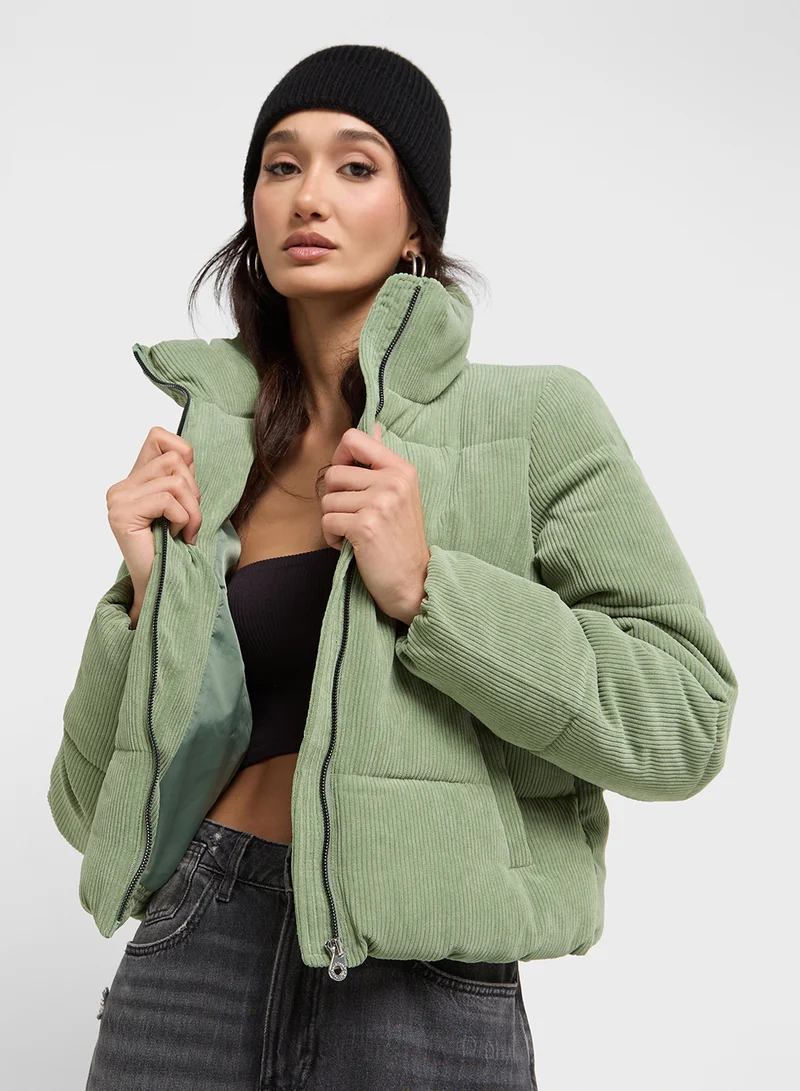 ONLY High Neck Corduroy Puffer Jacket