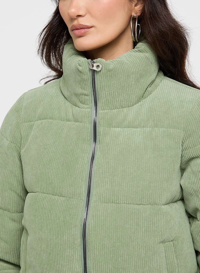 ONLY High Neck Corduroy Puffer Jacket