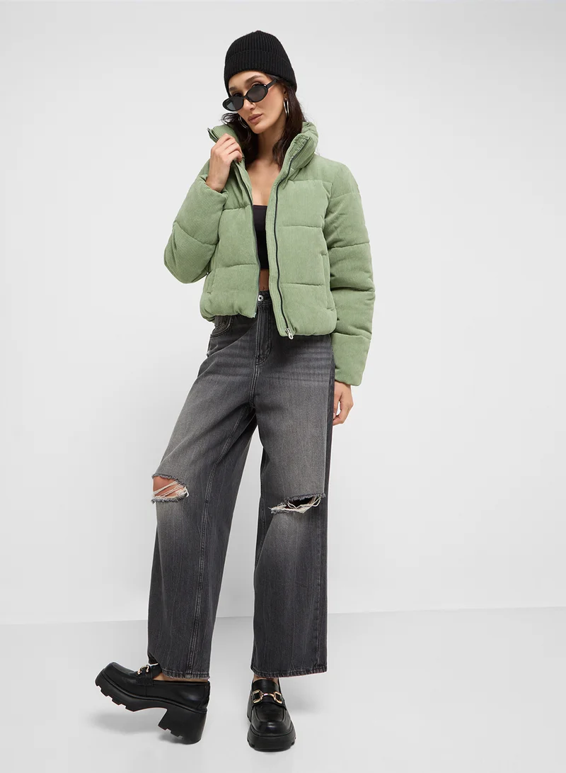 ONLY High Neck Corduroy Puffer Jacket
