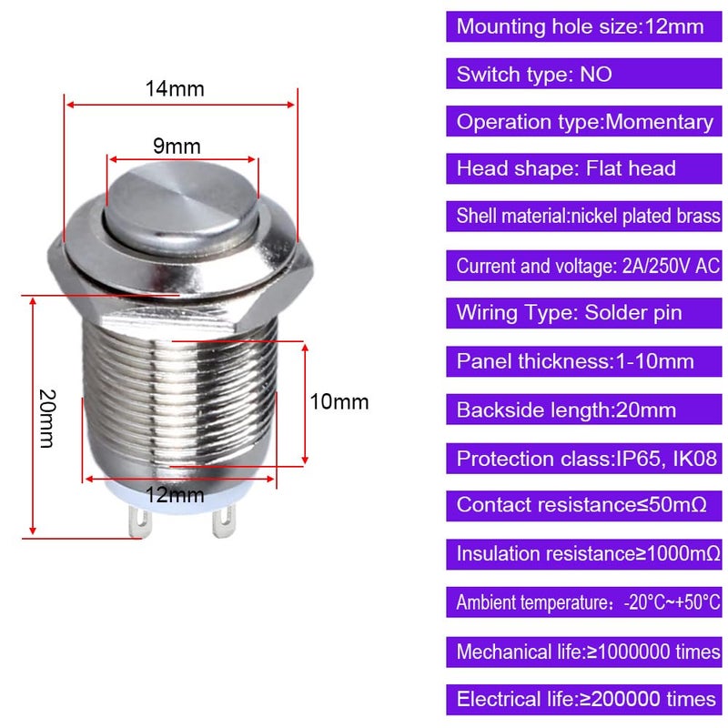 Gebildet 10pcs Waterproof Stainless Steel Push Button Switches - Image 5