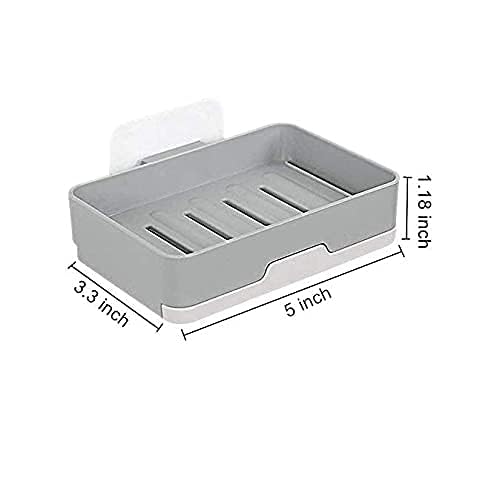 Koyet Self Adhesive Wall Mounted Soap Holder for Bathroom Plastic Soap Dish with Drain Tray Soap Dish for Bathroom and Kitchen, No Drilling Needed (Single Layer Plastic soap Dish) - Image 3