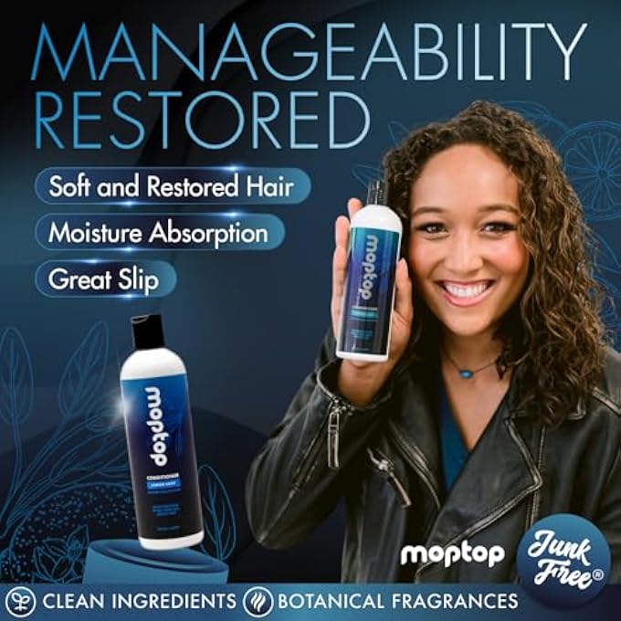 MopTop 32OZ SALON DAILY CONDITIONER FOR DRY, THICK, WAVY, CURLY & KINKY-COILY, COLOR TREATED & NATURAL HAIR, MADE W/ALOE & HONEY REDUCE FRIZZ, INCREASE MOISTURE, MANAGEABILITY FOR SMOOTH, SILKY HAIR - Image 3
