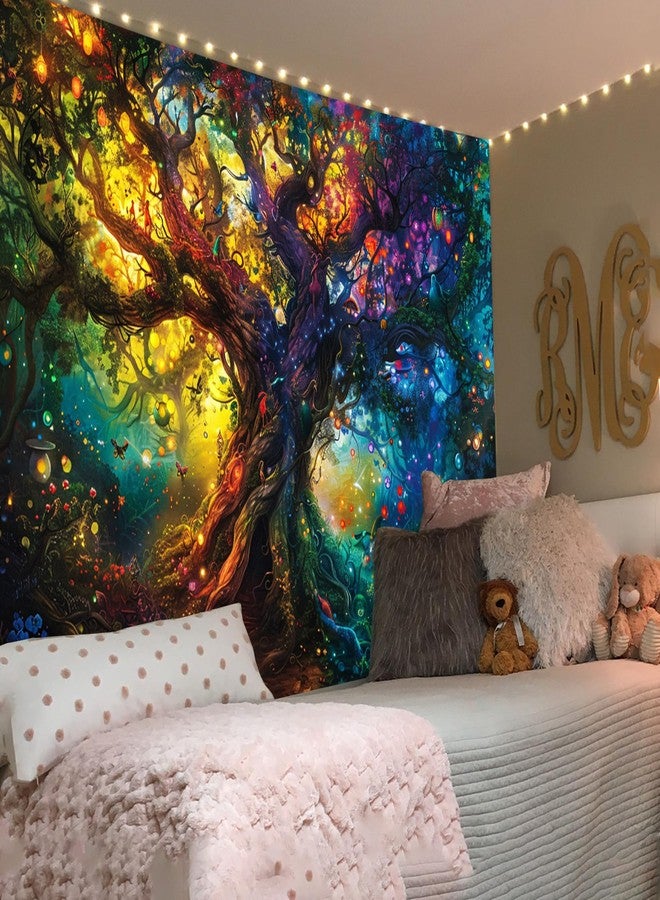 Simpkeely Blacklight Tree of Life Tapestry, Fantasy Forest Fairy Tapestry Nature UV Reactive Colorful Tree Magical Elves Wall Hanging Tapestries for Bedroom - 44" x 59" - Image 5