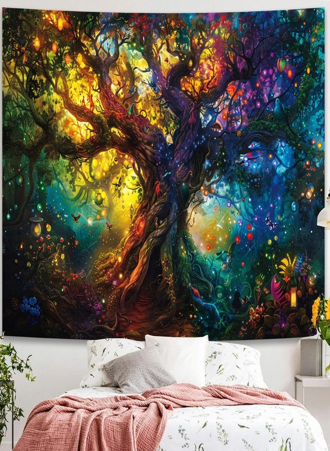 Simpkeely Blacklight Tree of Life Tapestry, Fantasy Forest Fairy Tapestry Nature UV Reactive Colorful Tree Magical Elves Wall Hanging Tapestries for Bedroom - 44" x 59" - Image 4