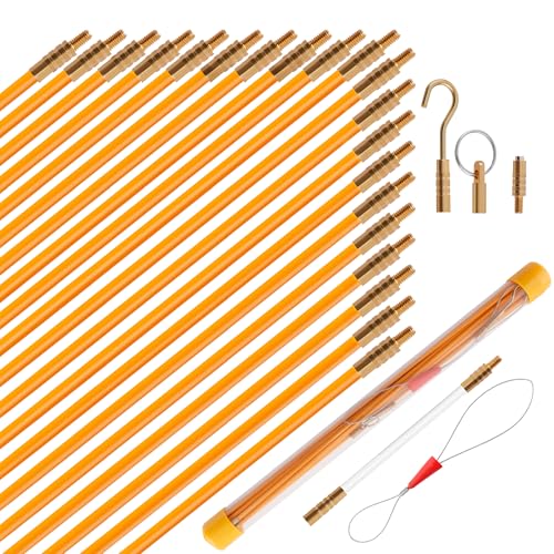 KOOTANS 22FT Fiberglass Electrical Wire Running Kit Wire Fishing Tools Fish Tape Wire Puller Through Wall Cable Snake Fish Rods Kit with Different Attachments - Image 1