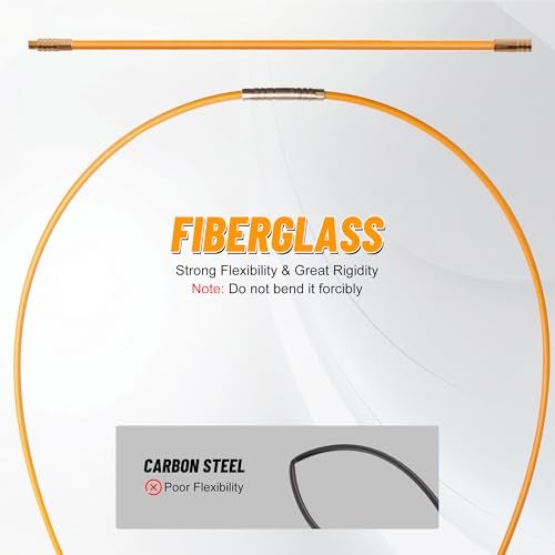 KOOTANS 22FT Fiberglass Electrical Wire Running Kit Wire Fishing Tools Fish Tape Wire Puller Through Wall Cable Snake Fish Rods Kit with Different Attachments - Image 3