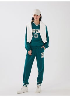 Women's Elastic Waist Harvard Printed Jogger Sweatpants