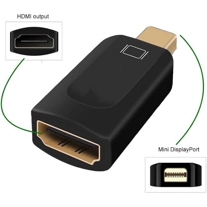 rayihni MINI DP THUNDERBOLT MINI DISPLAY PORT MALE TO HDMI FEMALE ADAPTER CONVERTER (MINI DP TO HDMI) - Image 3