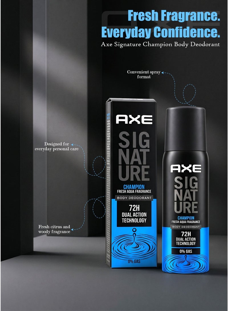 Axe Signature Champion Body Deodorant for Men, Fresh Citrus & Woody Fragrance, 122ml - Image 2
