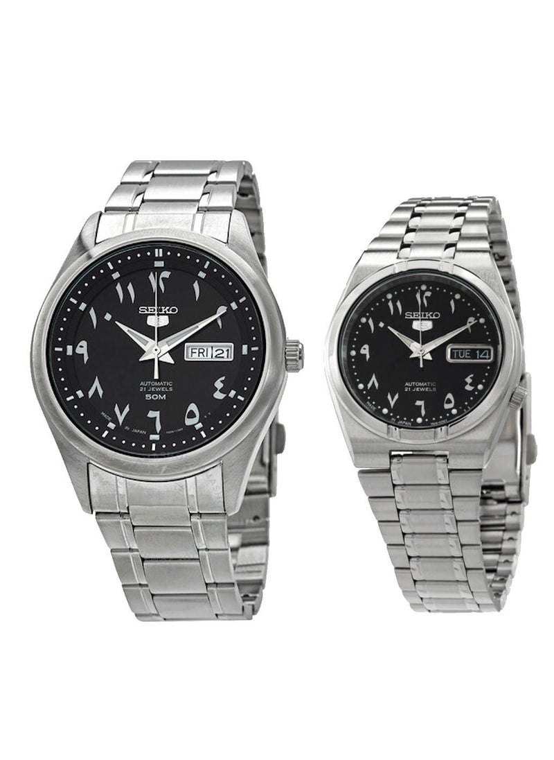 Seiko - 5 ساعة بمينا عربي أوتوماتيكية من الفولاذ المقاوم للصدأ - Image 1