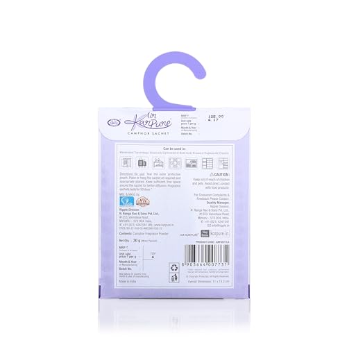 Cycle Pure Karpure Camphor Sachet - Pack of 3 | Air Freshener for Bathroom, Toilets, Wardrobes, Homes, & Offices | Thyme, Lavender, & Original Camphor Fragrance | Each Lasts up to 30 Days - Image 3